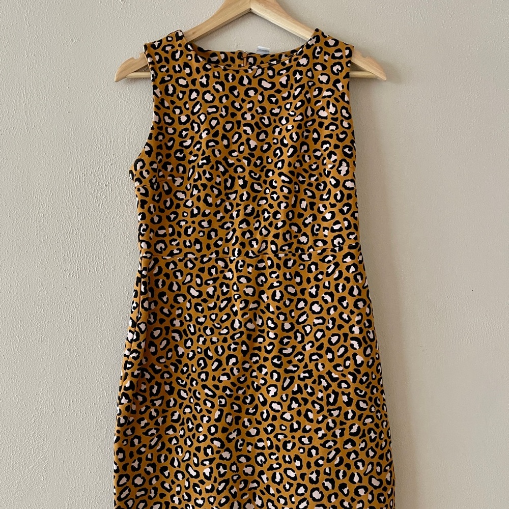 Mustard yellow cheetah print business dress